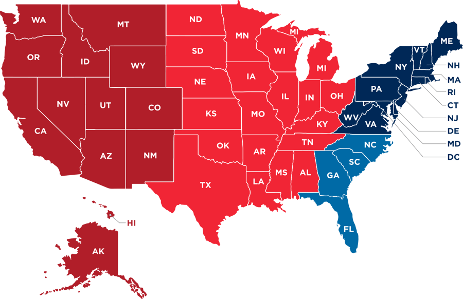 ASTA America Sales Territory Map